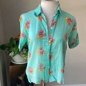 Matta Mint Floral Short-Sleeve Button-Down Shirt